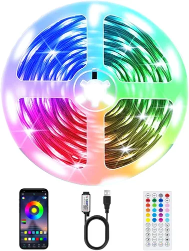 Vista 12 de PSTAR - Luces LED para TV, de 3.28 pies, retroiluminación RGB con sincronización de música, control remoto y por aplicación, alimentación por USB