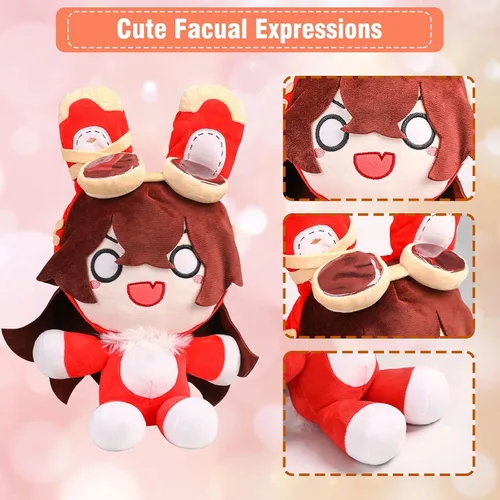 Vista 3 de UTIEHD Muñeco de peluche de anime de 16 pulgadas, disfraz de cosplay para fanáticos (rojo)