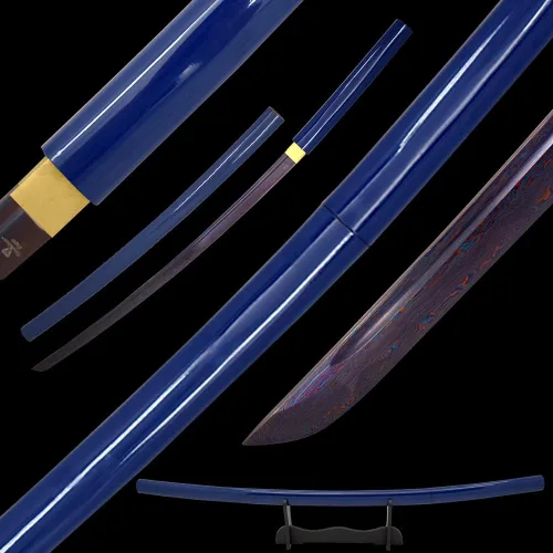 Vista 5 de Espada Samurai Japonesa Shirasaya Hecha a Mano, Katana Filosa, Hoja de Acero de Alto Carbono