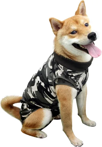 Vista 7 de LIANZIMAU Traje de recuperación quirúrgica para perros con un solo pieza transpirable para heridas abdominales y protección de la piel, alternativa