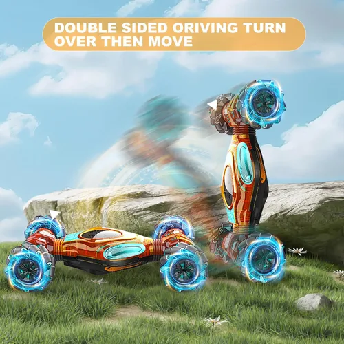 Vista 3 de Coches RC, juguetes de coche de acrobacias con detección de gestos 1:12 para niños de 6 a 12 años, juguete de control remoto a mano 4WD con rotación