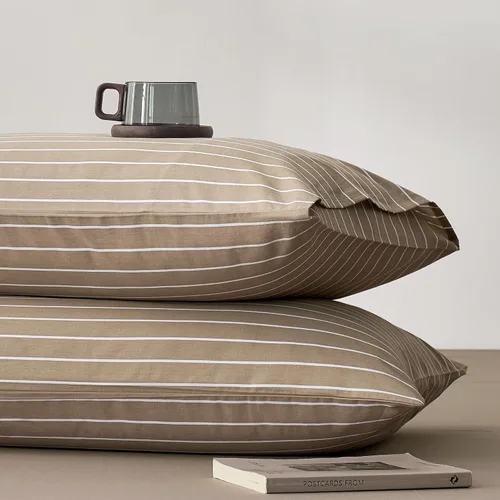 Vista 19 de JELLYMONI - Juego de 2 fundas de almohada de algodón natural 100 % a rayas, tamaño estándar, color blanco con finas rayas negras impresas