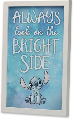 Vista 2 de Disney Lilo and Stitch Always Look On the Bright Side - Arte de pared de madera enmarcado Bonito arte de pared de puntada para decoración del hogar