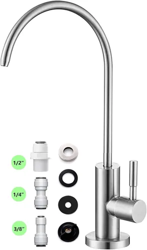 Vista 7 de Grifo de agua potable para cocina, grifos de ósmosis inversa 100% sin plomo, grifos de agua filtrada de cocina de acero inoxidable, grifo RO