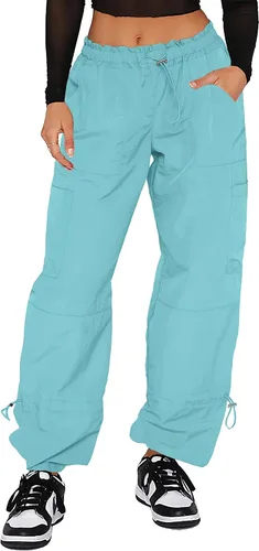 Vista 12 de DISCIPBUSH Pantalones cargo holgados para mujer, pantalones de paracaídas para mujer, pantalones rave, pantalones Y2K, trajes de festival para mujer