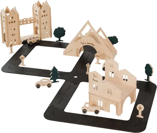 Vista 12 de Pista de automóvil de madera personalizada para niños, tamaño S, autos de juguete de pista de carreras para niños pequeños - Carros de juguete