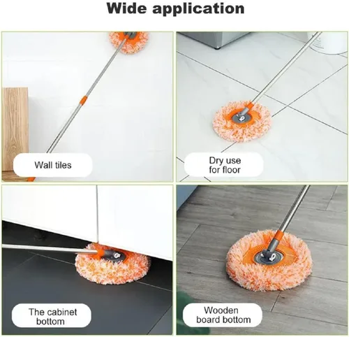 Vista 7 de Trapeador de limpieza ajustable giratorio de 360° – Nueva fregona extensible de limpieza de pared, trapeador giratorio de microfibra de mango largo