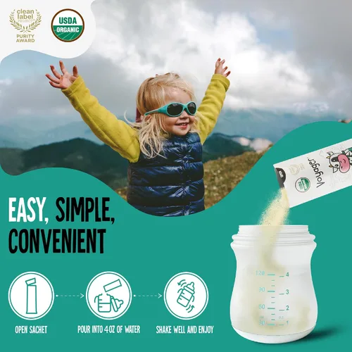 Vista 4 de Leche para niños en movimiento Voyager, leche entera en polvo estante USDA Orgánica, ideal para viajes, sin refrigeración, sin gluten, sin