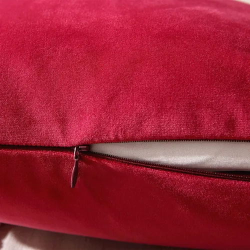 Vista 4 de Juego de 2 fundas de almohada decorativas de terciopelo suave y bohemio para sala de estar, dormitorio, sofá, sofá, 20 x 20 pulgadas, rosa