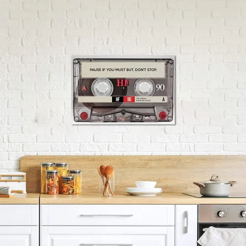 Vista 4 de Pause If You Must but Don't Stop Positive Quotes Posters and Prints - Lienzo inspirador, arte de pared, cinta retro para amantes de la música