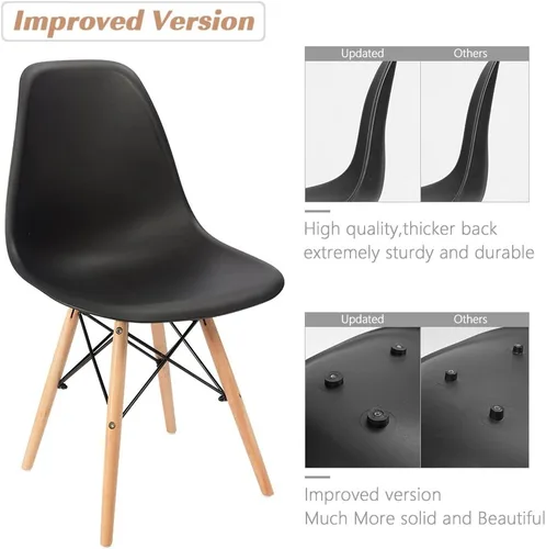 Vista 6 de Furmax Silla de comedor de estilo moderno, silla DSW moderna de mediados de siglo, silla de plástico Shell Lounge para cocina, comedor, dormitorio