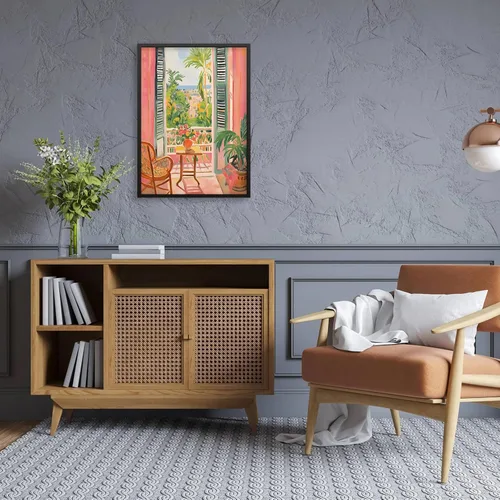 Vista 6 de Póster de pintura al óleo colorida de ventana abierta, arte de pared abstracto impresionista famoso y moderno, impresiones de lienzo estético