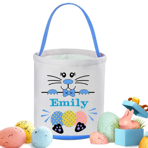 Vista 22 de Cestas de Pascua personalizadas para niños y niñas, canasta de conejo de Pascua de Touber para niños pequeños, canasta de caza de huevos de Pascua