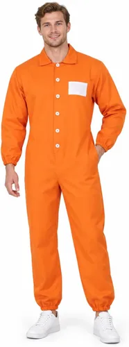 Vista 11 de HOMELEX Disfraz de prisión naranja para hombre, disfraz de recluso de Halloween, uniforme de cárcel para adultos