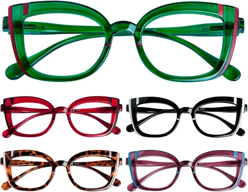 Vista 3 de Eyekepper Paquete de 5 lentes de lectura con diseño de ojo de gato para mujer + 0.5