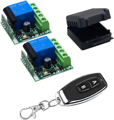 Vista 9 de QIACHIP Interruptor de control remoto inalámbrico universal de 433 MHz, CC 12 V, 1 canal, módulo receptor de relé, transmisor RF, palanca momentánea