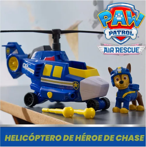 Vista 2 de PAW Patrol: Air Rescue Chase Hero Helicóptero de juguete con figura