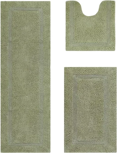 Vista 281 de Better Trends - Juego de 2 alfombras de baño 100% algodón, extra suaves, con borlas, de 17" x 24", alfombra de baño superabsorbente y reversible