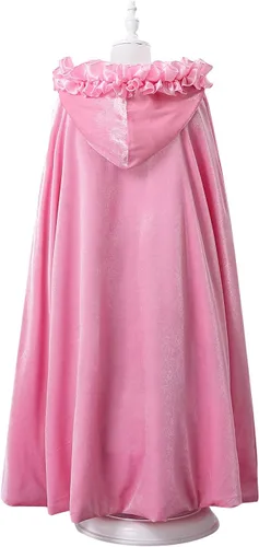 Vista 3 de Newland Capa de princesa, disfraz de capa larga con capucha de princesa para niñas de 3 a 12 años