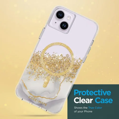 Vista 3 de Case-Mate Funda para iPhone 14 Plus, mármol de quilates [protección contra caídas de 10 pies] [compatible con MagSafe] Funda magnética con bonito