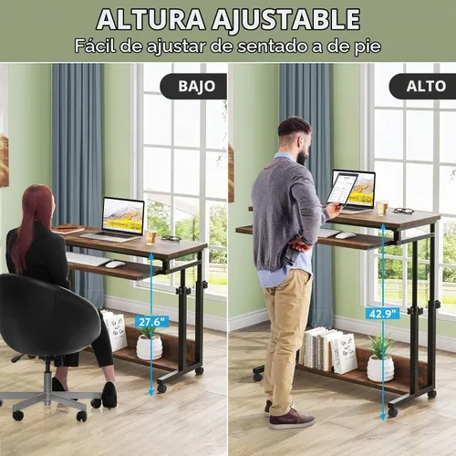 Vista 6 de [Usado] Tribesigns Escritorio portátil para sofá y cama, mesa de computadora portátil de altura ajustable, escritorio pequeño de pie, carrito