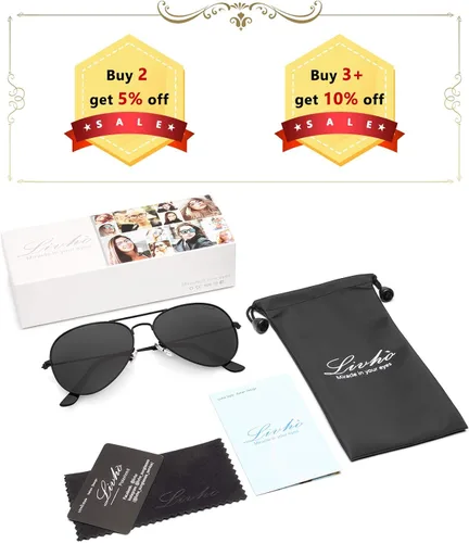 Vista 5 de livho Classic Polarized Aviator Sunglasses UV Mirrored Lens Metal Retro Shades