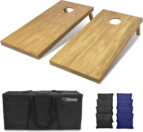 Vista 66 de GoSports 4 ft x 2 ft Regulation Size Wooden Cornhole Boards Set with Light Brown Finish - Includes Carrying Case and Bean Bags Negro- gris