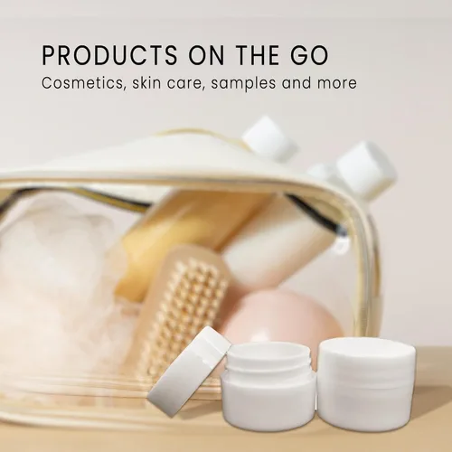Vista 4 de Beauticom - Recipiente de plástico de doble pared grueso de 0.25 onzas (0.25 onzas) blanco con tapa forrada de espuma para pastillas, medicamentos