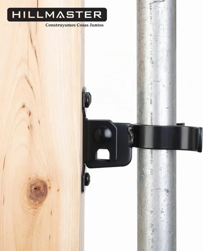 Vista 4 de HILLMASTER Pestillo de horquilla de cadena de 1-3/8 pulgadas con parte trasera plana de 1-3/8 pulgadas, pestillo de horquilla de puerta negro