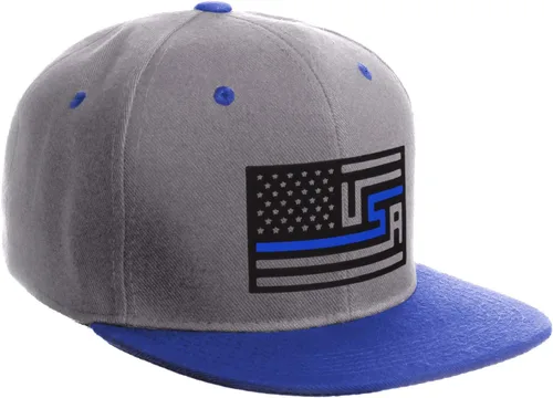 Vista 6 de I&W Hatgear Bandera de Rediseño de Estados Unidos Delgada Azul Línea Roja Soporte American Servicemen Sombrero El Snapback Línea Azul Delgada