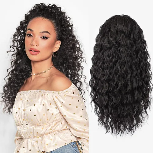Vista 15 de FREEMEIGE Extensión de cola de caballo, cola de caballo rizada ondulada de 8 pulgadas para mujeres negras, corto, suave, natural, sintético, grueso