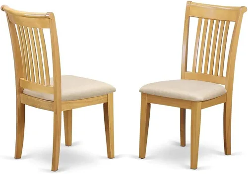 Vista 4 de East West Furniture ANPO3-OAK-C Juego de mesa y sillas de cocina de 3 piezas contiene una mesa de comedor redonda con pedestal y 2 sillas tapizadas