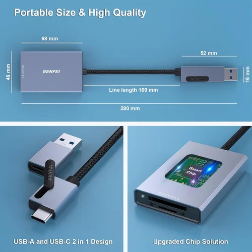 Vista 7 de BENFEI Lector de tarjetas SD 4.0, lector de tarjetas de memoria USB-C/USB-A 2 en 1, para tarjetas SDXC, SDHC, SD, MMC, RS-MMC, Micro SDXC, Micro SD