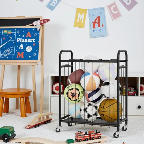 Vista 6 de StorageWorks - Organizador de almacenamiento de pelotas con ruedas, carrito de pelotas para el garaje, organizador de equipo deportivo de garaje