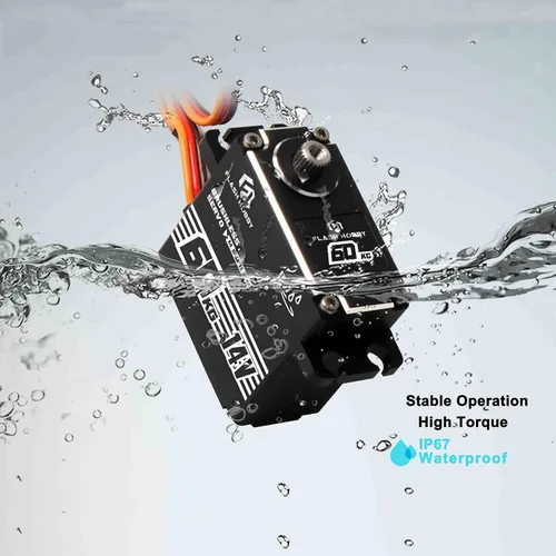 Vista 2 de FLASH HOBBY Servo sin escobillas de 132.3 lbs IP67 Servo impermeable 14V Servo de alto par con engranaje de metal completo para 1/8 1/10 RC Crawler
