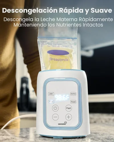 Vista 5 de Grownsy Calentador de biberones, calentador de leche rápido 8 en 1 para bebés con temporizador para leche materna o fórmula, control preciso de Azul