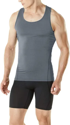 Vista 3 de HIBETY Paquete de 3 o 5 camisetas sin mangas de compresión para hombre, capa base, camisetas de compresión fresca y seca