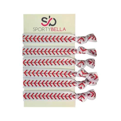 Vista 6 de Infinity Collection Lazos para el cabello de béisbol, 5 soportes para cola de caballo, elásticos para el cabello sin arrugas para mujeres, Azul