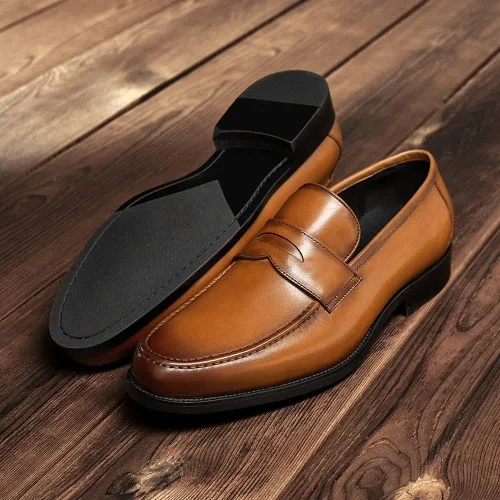 Vista 5 de FRASOICUS Zapatos de vestir para hombre, zapatos sin cordones, mocasines de cuero genuino para hombres