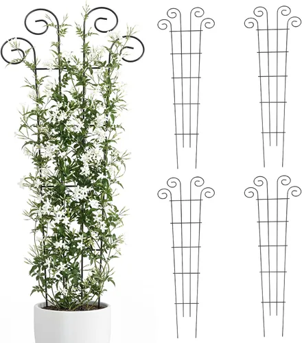 Vista 11 de Thealyn Paquete de 4 enrejados de plantas de 23 pulgadas para plantas en maceta, enrejado de jardín de metal para plantas trepadoras, soporte