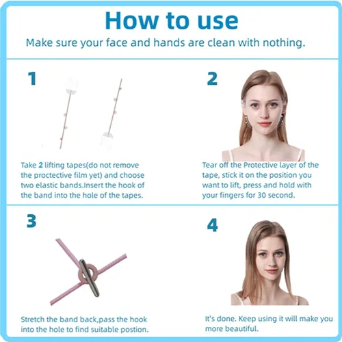 Vista 5 de Tiras de levantamiento de párpados, cinta de estiramiento facial invisible, cinta invisible de estiramiento facial y bandas de estiramiento facial
