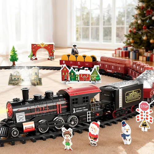 Vista 6 de NIPLOOOW Juego de tren para niños pequeños de 3 a 5 años, juguete de tren de aleación eléctrica con sonido realista, luces y humo para debajo