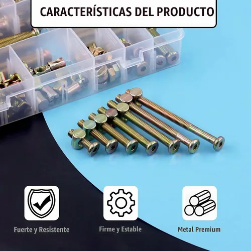 Vista 3 de Glarks Juego de tornillos de cuna M6x20/30/40/50/60/70/3.150 in Kit de tornillos de cuna para cuna de bebé, tornillo de cabeza hexagonal con tuercas