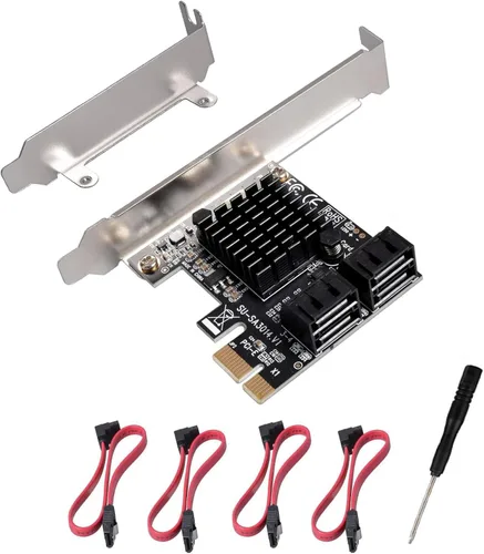 Vista 9 de Tarjeta PCI Express a SATA 3.0 de 2X 10 Puertos, Tarjeta de Expansión PCI Express a SATA III de 6Gbps, Chips ASM1166+JMB575