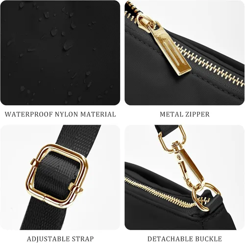 Vista 6 de Bolso de hombro para mujer, bolsos con correa ajustable para las axilas, mini monederos de embrague, bolsos de media luna de moda, 1L