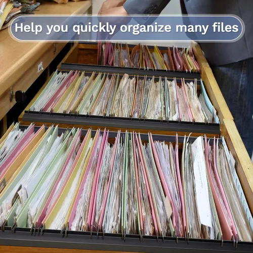 Vista 7 de Tenare 4 rieles colgantes de PVC negro, sistema de colgar para archivar que mantiene tus carpetas ordenadas y organizadas