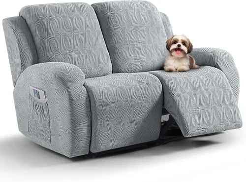 Vista 13 de VANSOFY Fundas para sillas reclinables, 4 piezas, elásticas, de tela jacquard, suave funda para silla reclinable, protector de muebles con parte