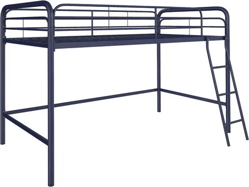 Vista 3 de DHP Jett Junior - Cama tipo loft de metal, tamaño individual, color azul marino