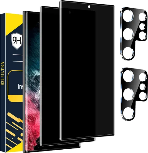 Vista 8 de [Paquete de 3+3] Protector de pantalla de vidrio para Samsung Galaxy S22 Plus 5G, vidrio templado 9H, compatible con huellas dactilares