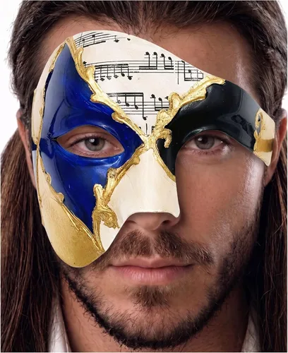 Vista 25 de Máscara de mascarada para hombre, máscara del fantasma de la ópera, máscara de baile de graduación, Mardi Gras, Haloween veneciano, media cara